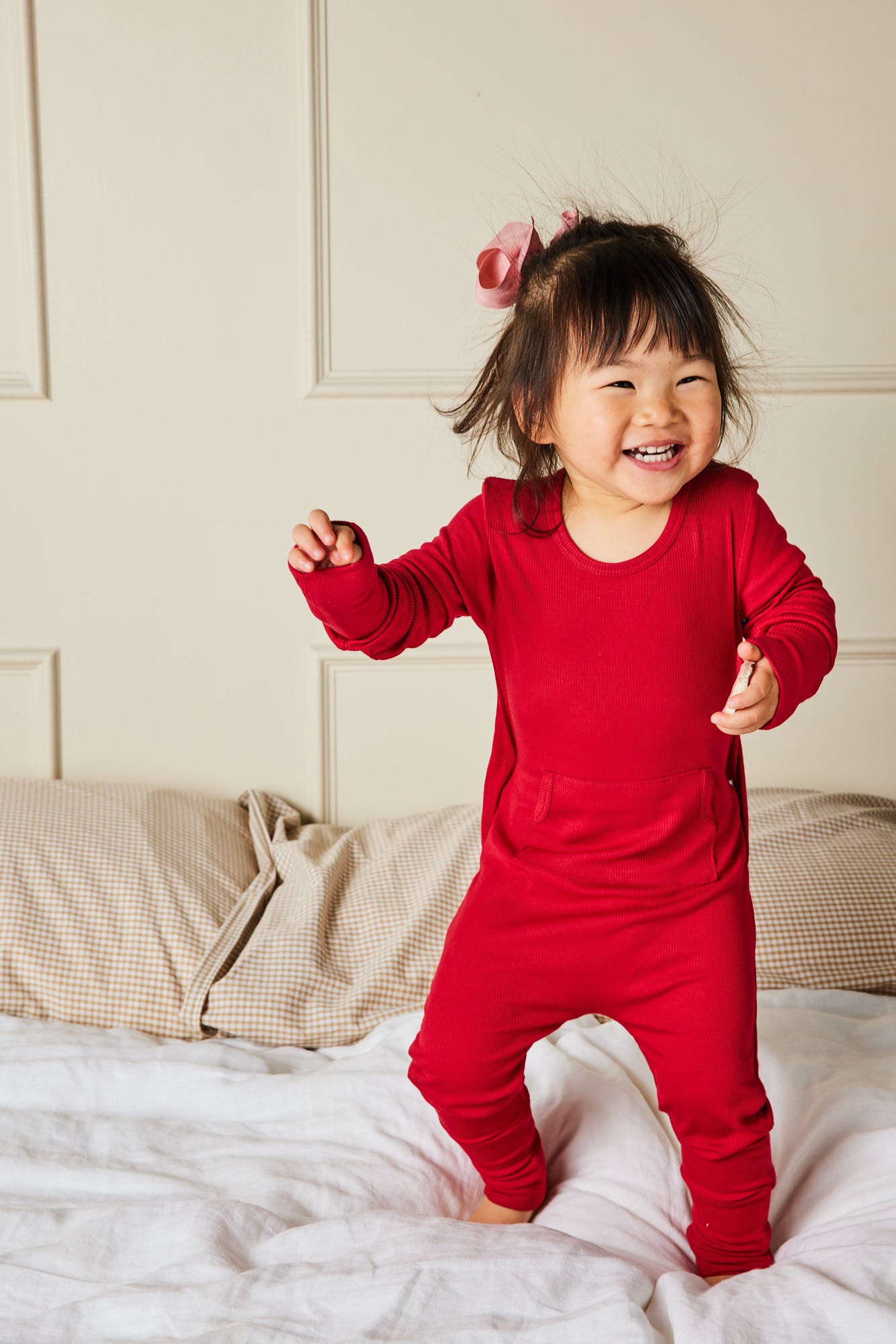 Ribbed romper - Crimson